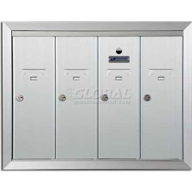 Recessed Vertical 4 Door Mailbox, Anodized Aluminum