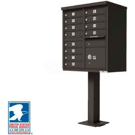 Vital Cluster Box Unit, 12 Mailboxes, 1 Parcel Locker, Dark Bronze