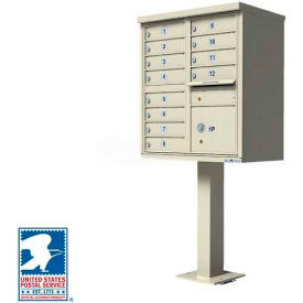 Vital Cluster Box Unit, 12 Mailboxes, 1 Parcel Locker, Sandstone