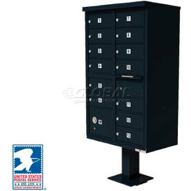 Vital Cluster Box Unit, 13 Mailboxes, 1 Parcel Locker, Black