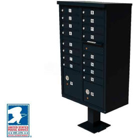 Vital Cluster Box Unit, 16 Mailboxes, 2 Parcel Lockers, Black