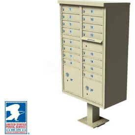 Vital Cluster Box Unit, 16 Mailboxes, 2 Parcel Lockers, Sandstone