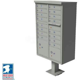 Vital Cluster Box Unit, 16 Mailboxes, 2 Parcel Lockers, Postal Grey