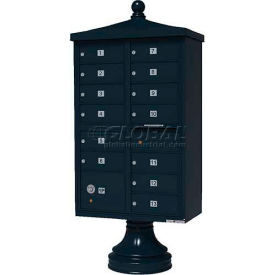 Cluster Box Unit w/Traditional Accessories, 13 Unit & 1 Parcel Locker, Black