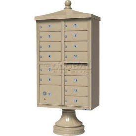 Vital Cluster Box Unit with Vogue Traditional Accessories, 13 Unit & 1 Parcel Locker, Sandstone