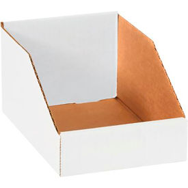 Open Top Corrugated Bin Boxes, 6"Wx9"Lx4-1/2"H, White