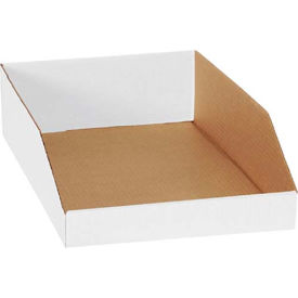 Open Top Corrugated Bin Boxes, 12"Wx18"Lx4-1/2"H, White