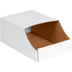 Single Wall Stackable Corrugated Bin Box, 8"W x 12"L x 4-1/2"H, Oyster White