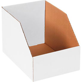 Jumbo Open Top Corrugated Bin Boxes, 8"Wx12"Lx8"H, White