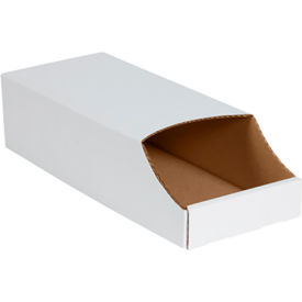 Single Wall Stackable Corrugated Bin Box, 8"W x 18"L x 4-1/2"H, Oyster White
