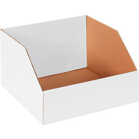 Jumbo Open Top Corrugated Bin Boxes, 12"Wx12"Lx8"H, White