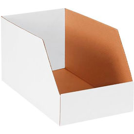 Jumbo Open Top Corrugated Bin Boxes, 10"Wx18"Lx10"H, White
