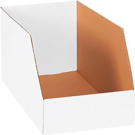 Jumbo Open Top Corrugated Bin Boxes, 12"Wx18"Lx10"H, White