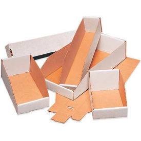 6" x 15" x 4-1/2" Open Top White Corrugated Bin Boxes