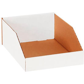 Open Top Corrugated Bin Boxes, 9"Wx12"Lx4-1/2"H, White