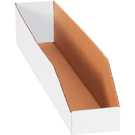Open Top Corrugated Bin Box, 4"Wx24"Lx4-1/2"H, White