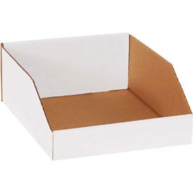 Open Top Corrugated Bin Boxes, 10"Wx12"Lx4-1/2"H, White