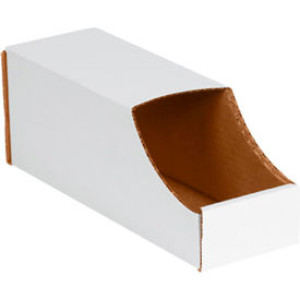Stackable Corrugated Bin Boxes, 4"Wx12"Lx4-1/2"H, Oyster White