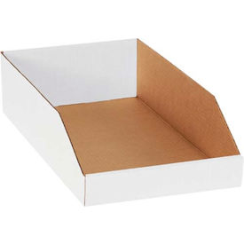 Open Top Corrugated Bin Boxes, 10"Wx18"Lx4-1/2"H, White