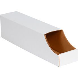 Stackable Corrugated Bin Boxes, 4"Wx18"Lx4-1/2"H, Oyster White