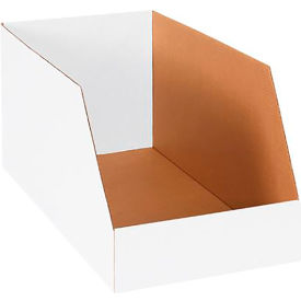 Jumbo Open Top Corrugated Bin Boxes, 12"Wx24"Lx12"H, White