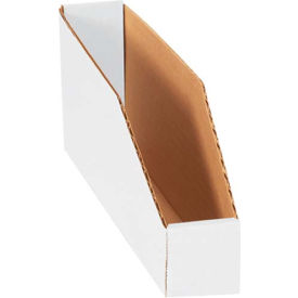 Open Top Corrugated Bin Boxes, 2"Wx12"Lx4-1/2"H, White