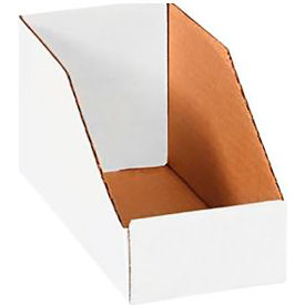 Open Top Corrugated Bin Boxes, 4"Wx9"Lx4-1/2"H, White