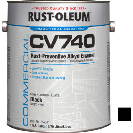 Commercial DTM Alkyd Enamel Rust-Preventing Maintenance Paint, Gloss Black, 1 Gallon Can.