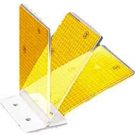 Plastic Concrete Barrier Mount Reflector, 3" X 4", Flex Hinge, 2-Sided, Yellow