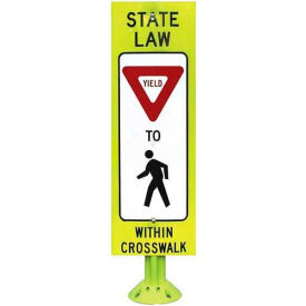 State Law Yield to Pedestrian Sign, 12" x 36", Fluorescent Yellow Green