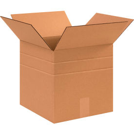 Multi Depth Cardboard Corrugated Boxes, 12"L x 12"W x 12"H, Kraft