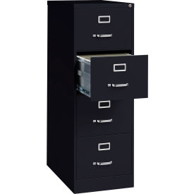 26-1/2" Deep Vertical File Cabinet 4-Drawer Legal Size - Black