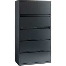 36"W 5 Drawer Lateral File Cabinet, Charcoal