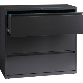 42"W 3 Drawer Lateral File Cabinet, Charcoal
