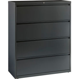 42"W 4 Drawer Lateral File Cabinet, Charcoal