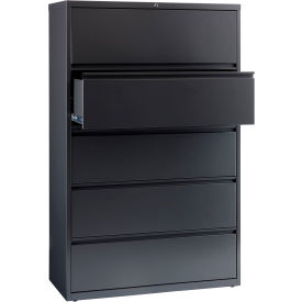 42"W 5 Drawer Lateral File Cabinet, Charcoal