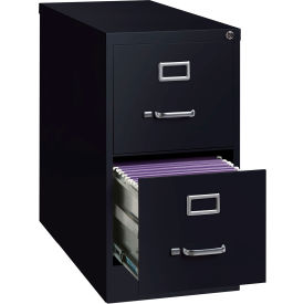 26-1/2" Deep Vertical File Cabinet 2-Drawer Letter Size - Black