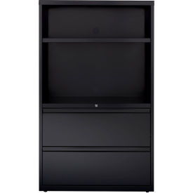 2 Drawer Lateral File Cabinet/Bookcase Combo Unit, 36"W, Black