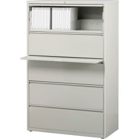36"W 5 Drawer Lateral File Cabinet, Light Gray