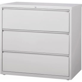 42"W 3 Drawer Lateral File Cabinet, Light Gray