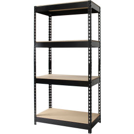 4 Shelf, Heavy Duty Boltless Shelving Starter, 30"W x 16"D x 60"H, Wood Deck
