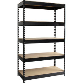 5 Shelf, Heavy Duty Boltless Shelving, Starter, 36"W x 16"D x 60"H, Wood Deck