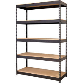 5 Shelf, Heavy Duty Boltless Shelving, Starter, 48"W x 18"D x 72"H, Wood Deck