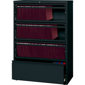 36"W Receding Drawer Front Lateral File 4-Drawer - Black