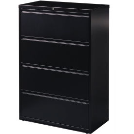 36"W 4 Drawer Lateral File Cabinet, Black