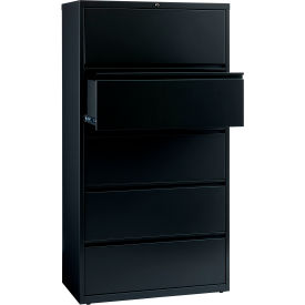 36"W 5 Drawer Lateral File Cabinet, Black