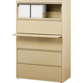 36"W 5 Drawer Lateral File Cabinet, Putty