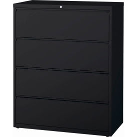 42"W 4 Drawer Lateral File Cabinet, Black
