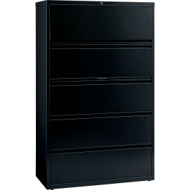 42"W 5 Drawer Lateral File Cabinet, Black