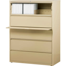 42"W 5 Drawer Lateral File Cabinet, Putty